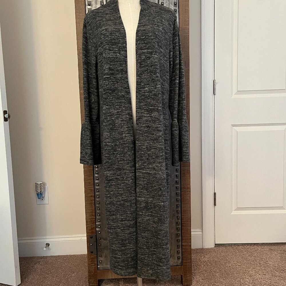 Soft Surroundings Lounge Boho Heather Gray Cardigan Duster with Flared Sleeves L